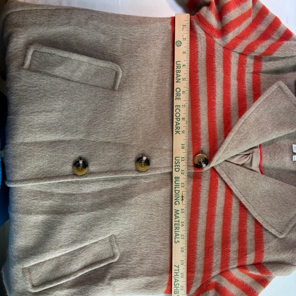 Boden Tan and Orange Striped Wool Coat 3-button size US 10 - Picture 5 of 12